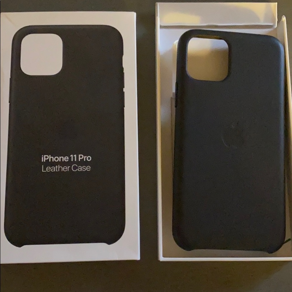 iPhone 11 Pro black leather case